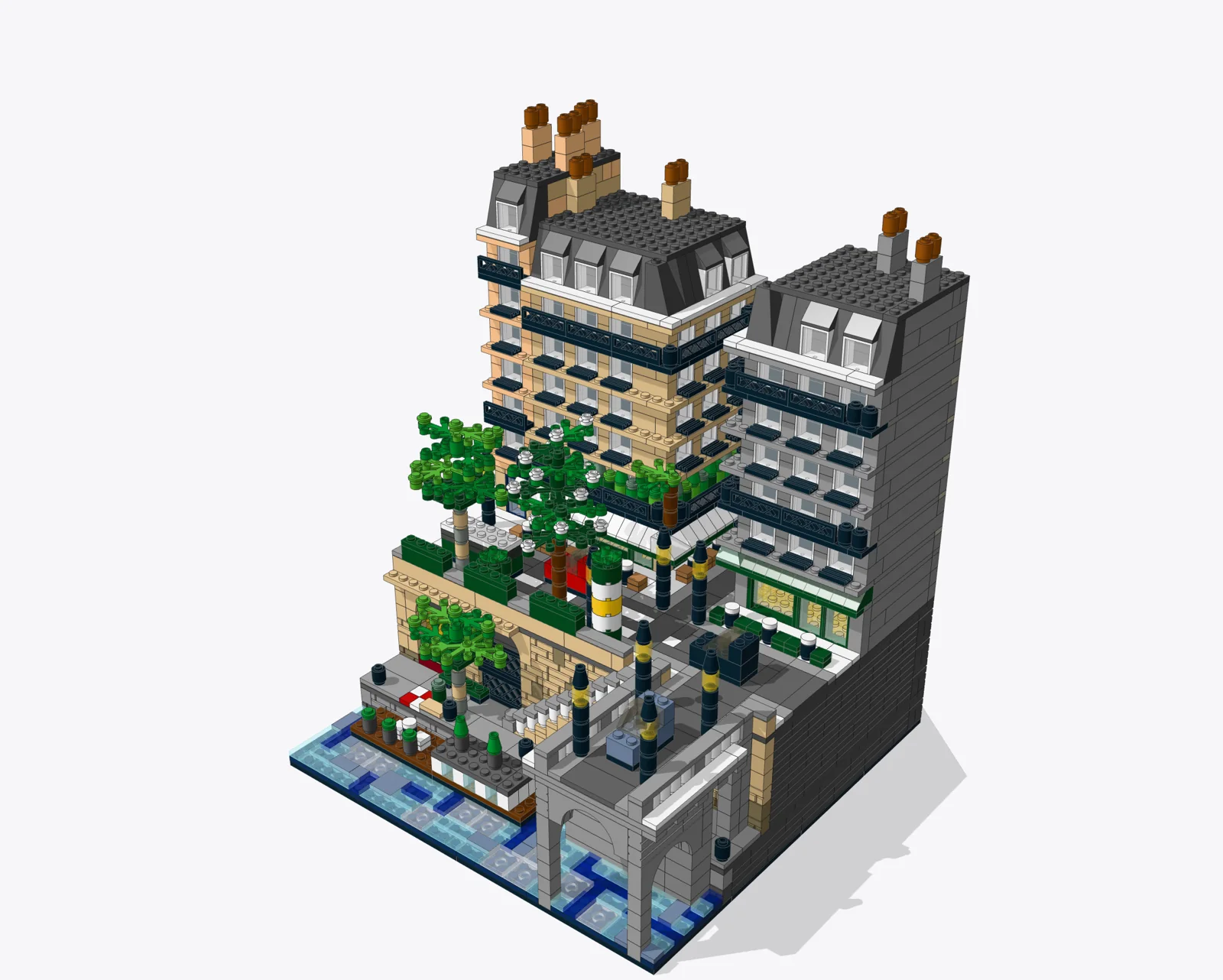 A LEGO diorama of the Seine in Paris, built by Holo